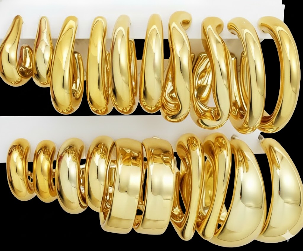 12 Pairs Chunky Gold Hoop Earrings for Women Trendy, Gold Plated Lightweight Hypoallergenic Stack, Thick Open Twisted Huggie Hoops Earring Set