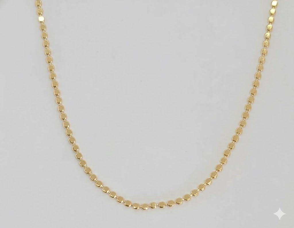 (1-1671) Cadena de eslabones de bolas planas de 2 mm laminada en oro - BGF
