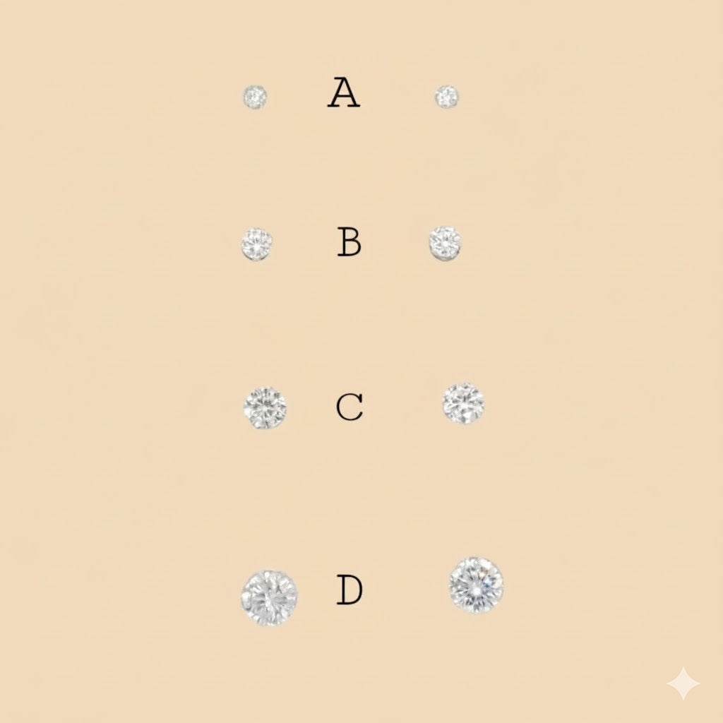 (2-3001) 925 Sterling Silver - Round Zircon Stud Earrings.