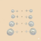 (2-3195) 925 Sterling Silver - Plain Ball Stud Earrings.