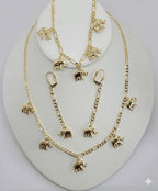 (1-6194-1) Laminado Dorado - Juego de Cadenas Fígaro con Elefantes - BGO