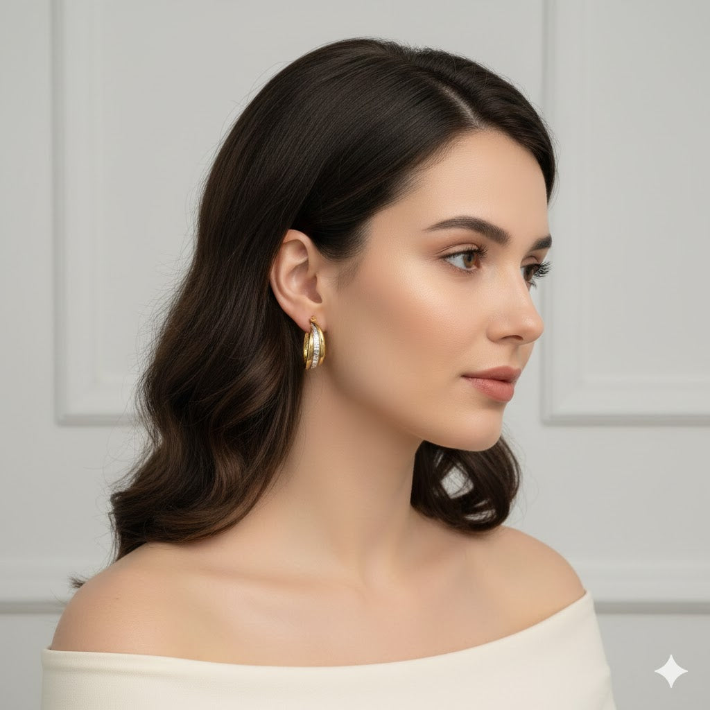 (1-2687) Gold Laminate - Triple Hoops - BGO