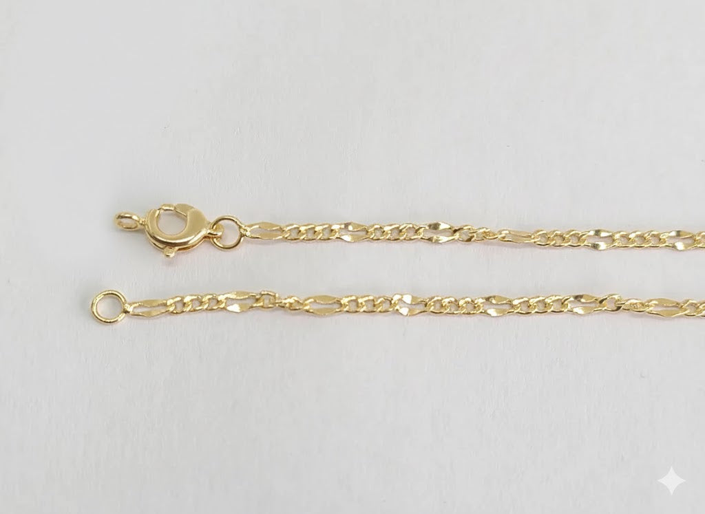 (1-0001) Gold Laminate - 2mm Alternative Figaro Link Anklet - 10" - BGF