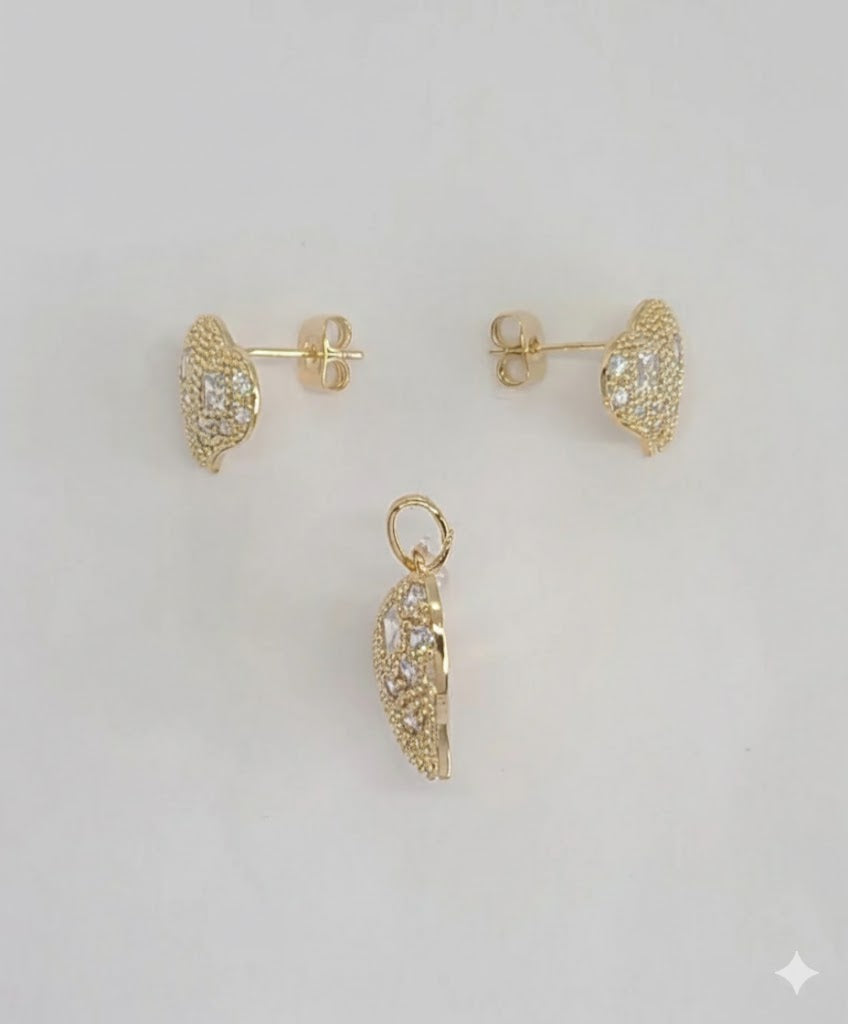 (1-6271) Laminado dorado - Juego de corazones de circonita - BGO