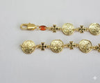 (1-0835) Laminado de oro - Pulsera de San Benito de 6 mm - 7,5" - BGF