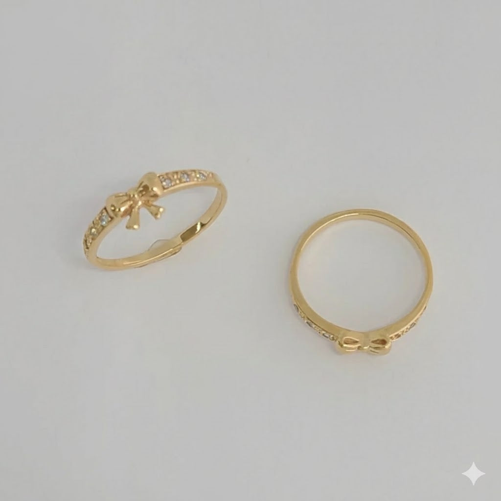 (1-3008-4) Anillo de lazo de circonita laminada en oro - BGF