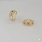 (1-3007-3) Anillo de mal de ojo laminado en oro - BGF