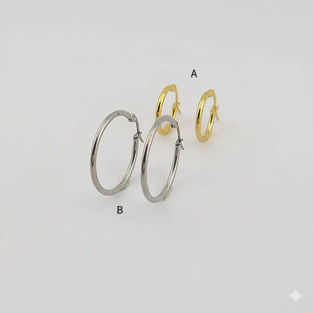 (4-2160) Stainless Steel - Classic Plain Hoops.