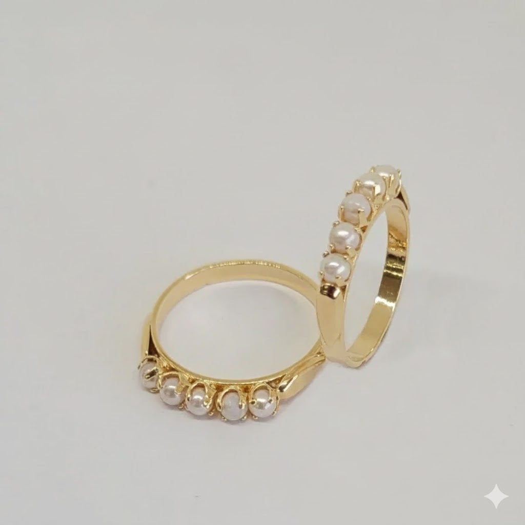 (1-3006) Anillo de perla laminado en oro - BGF
