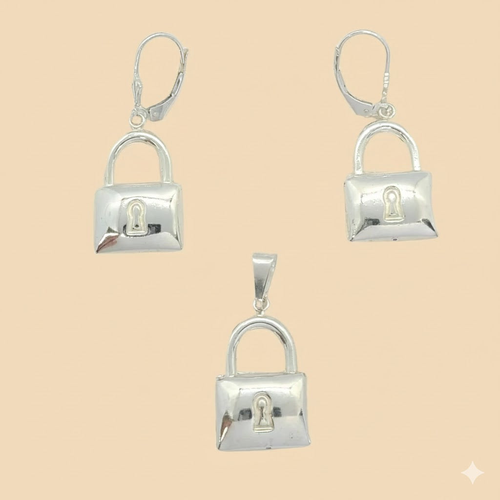 (2-6579) Plata de Ley 925 - Juego de Candado.