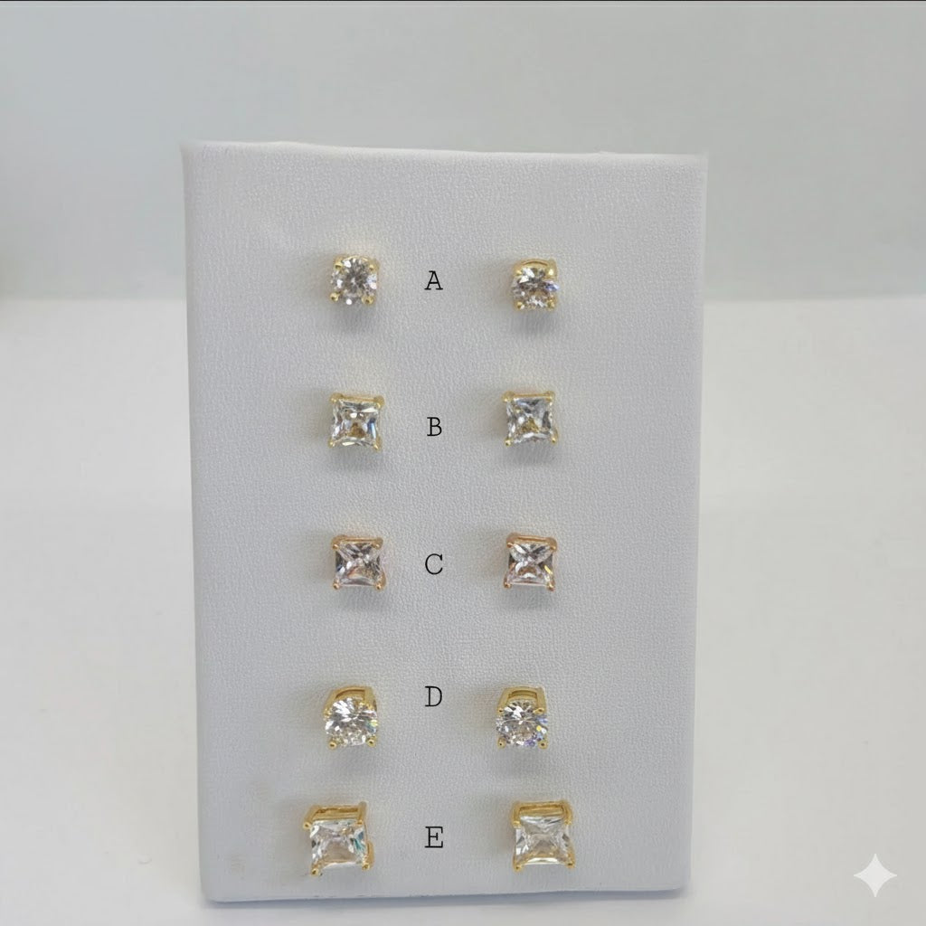 (1-1081) Pendientes de circonita laminada en oro - BGO