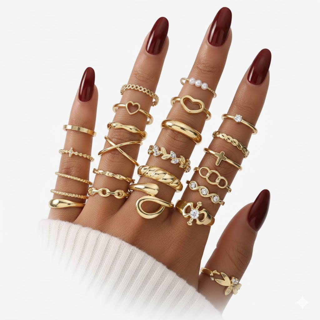 60 Pcs Gold Stackable Rings for Women, Knuckle Rings Chunky Gold Ring Set Dainty Stacking Cute Rings, Multiple Sizes Cute Jewelry Set Gift