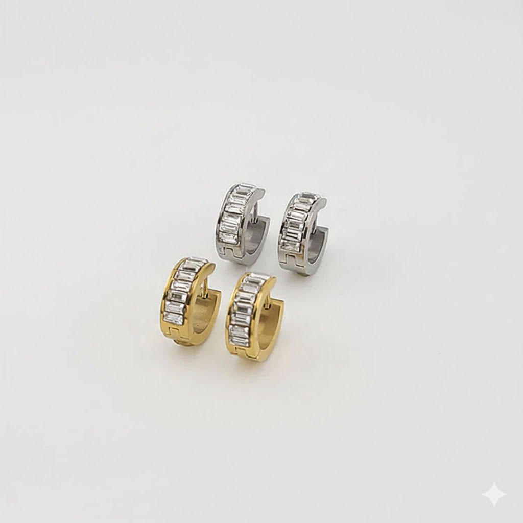 (4-2141) Stainless Steel - Zircon Hoops.