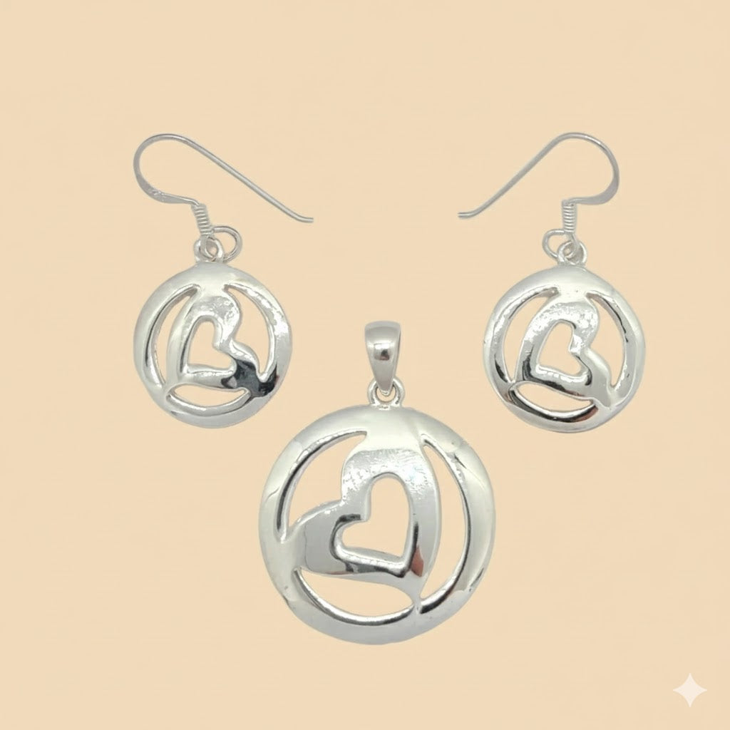 (2-6705) Plata de Ley 925 – Conjunto Corazón.