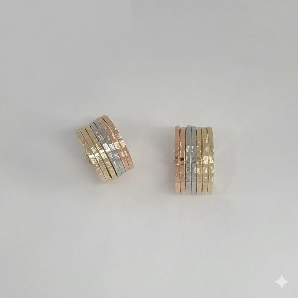 (1-3089-1) Anillo tricolor laminado en oro - BGO