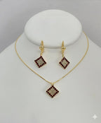 (1-6515) Laminado de oro - Conjunto cuadrado de circón - BGF