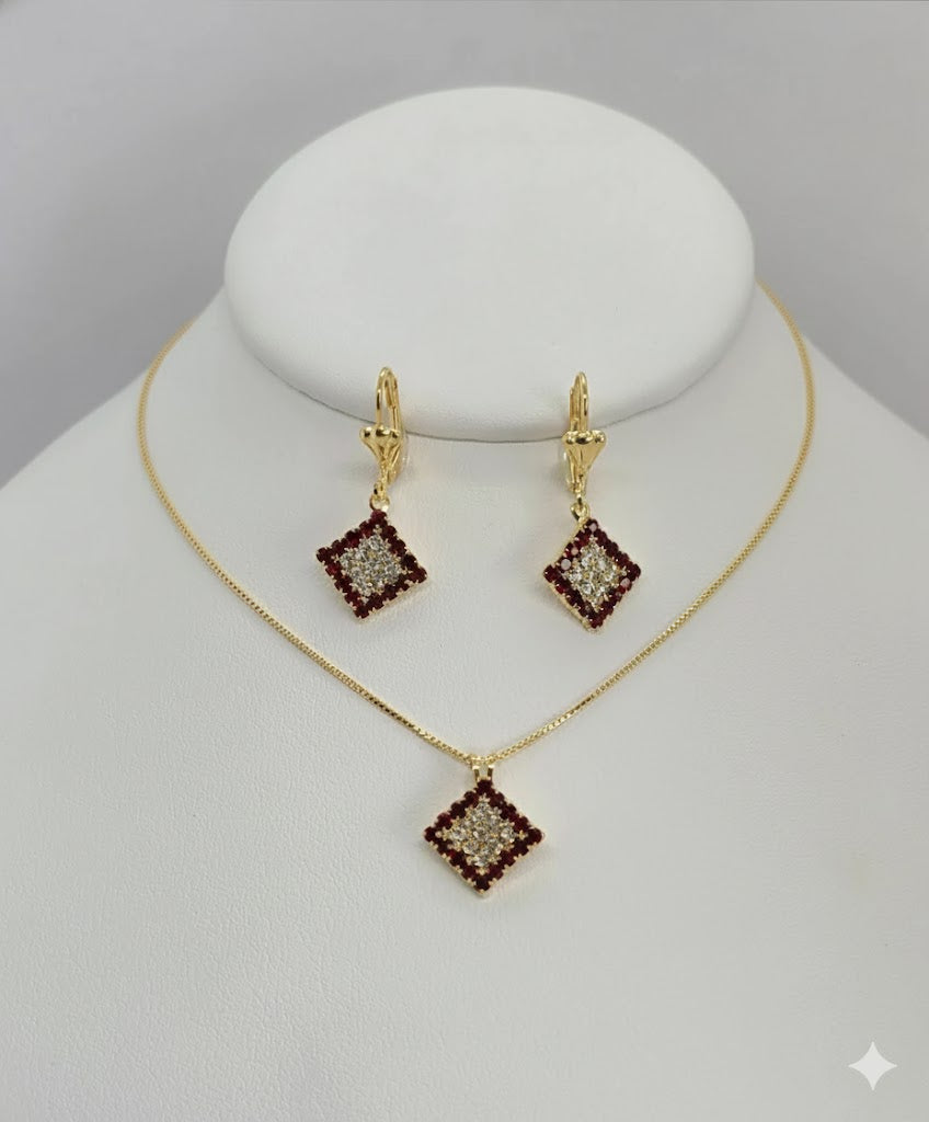 (1-6515) Laminado de oro - Conjunto cuadrado de circón - BGF