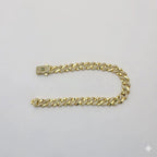 (1-0853) Pulsera de eslabones curvos de circonita de 6,5 mm y laminado dorado de 8" - BGO