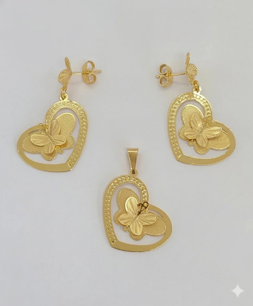 (1-6020) Laminado dorado - Conjunto de corazón de mariposa - BGF