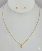 (1-6089) Laminado dorado - Conjunto de corazón de circonita con eslabones de caja - BGF