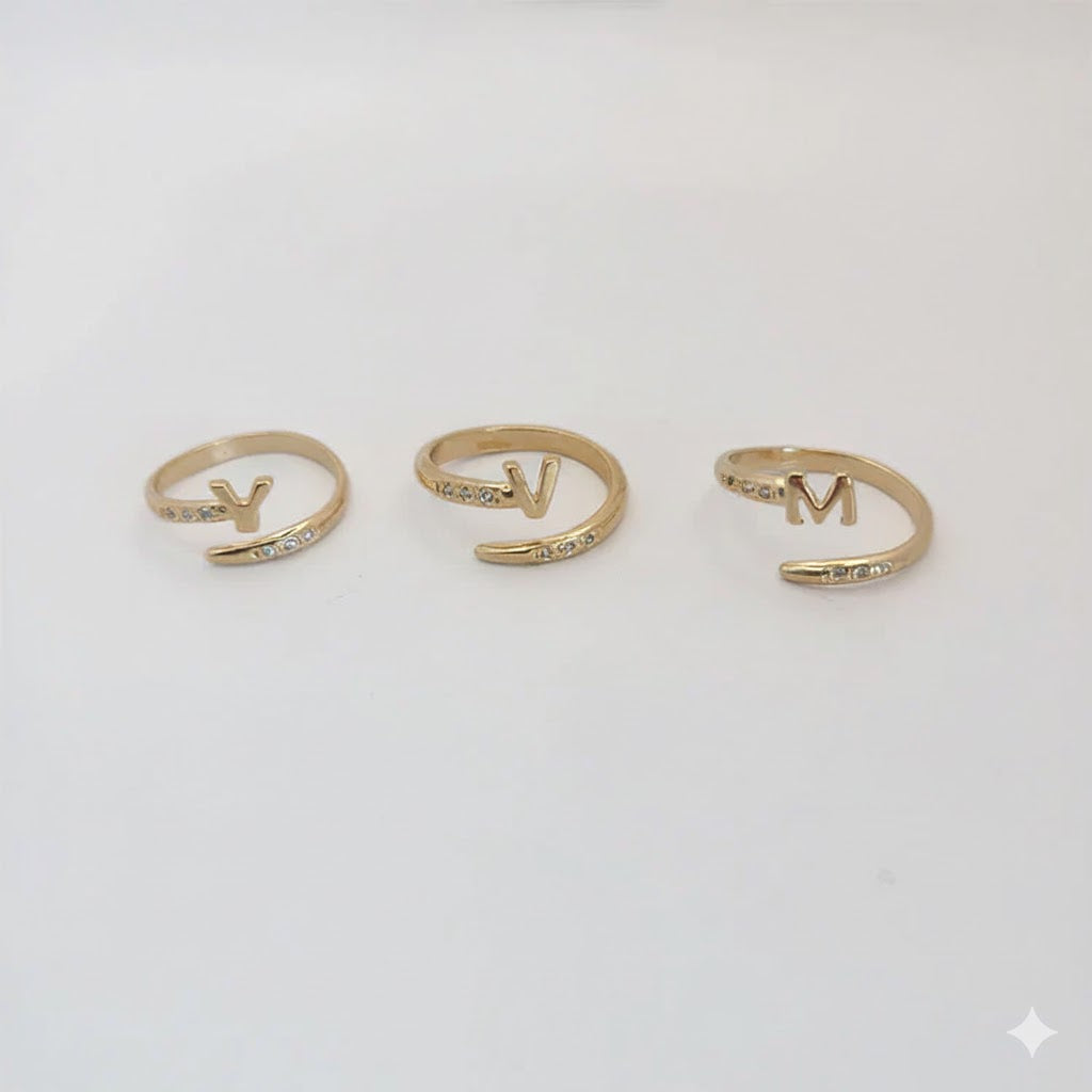 (1-3042) Gold Laminate - Adjustable Letter Ring - BGF