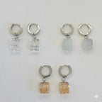 (4-2101) Stainless Steel - Zircon Square Hoops.