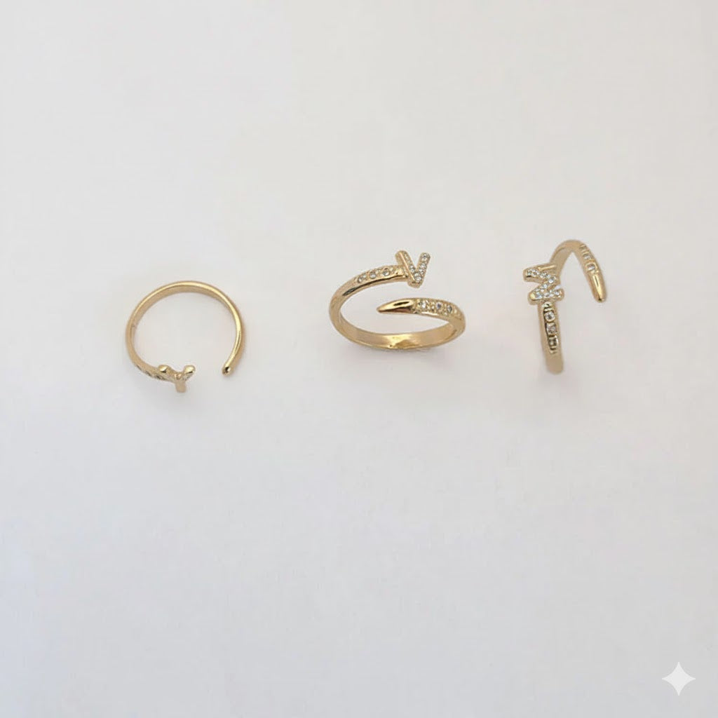 (1-3042) Gold Laminate - Adjustable Letter Ring - BGF