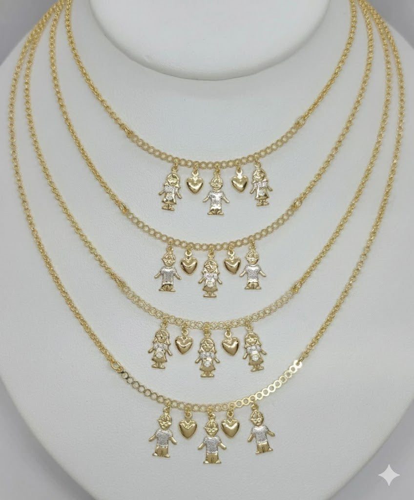 (1-6104-1) Collar con dijes para niños de eslabones Rolo laminados en oro - BGF