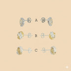 (2-3134-2) Pendientes de botón en plata de ley 925 - Dos tonos.