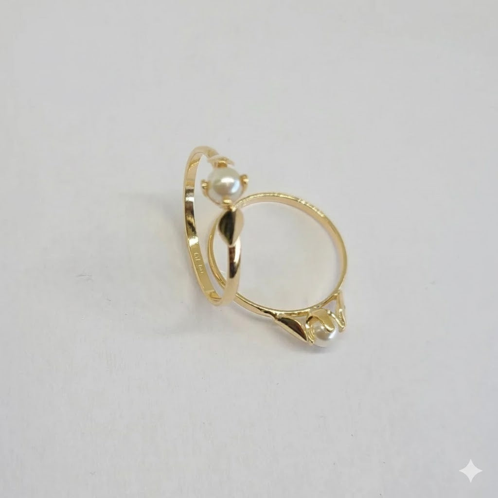 (1-3057-5) Anillo de perla laminado en oro - BGF