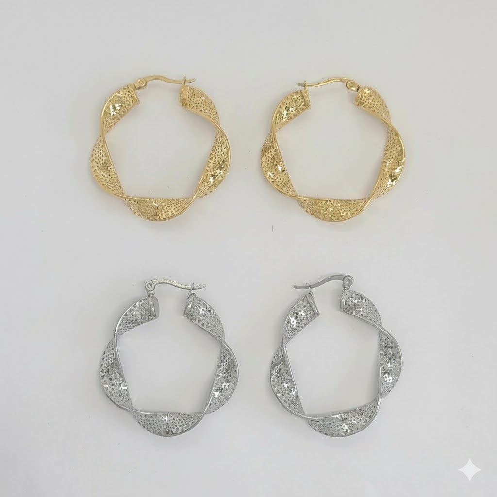 (4-2212) Stainless Steel - Twisted Hoops.