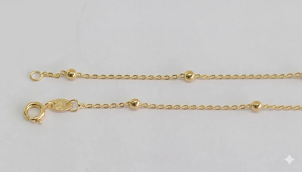 (1-0059) Gold Laminate - 1.5mm Satellite Link Anklet - 10" - BGF