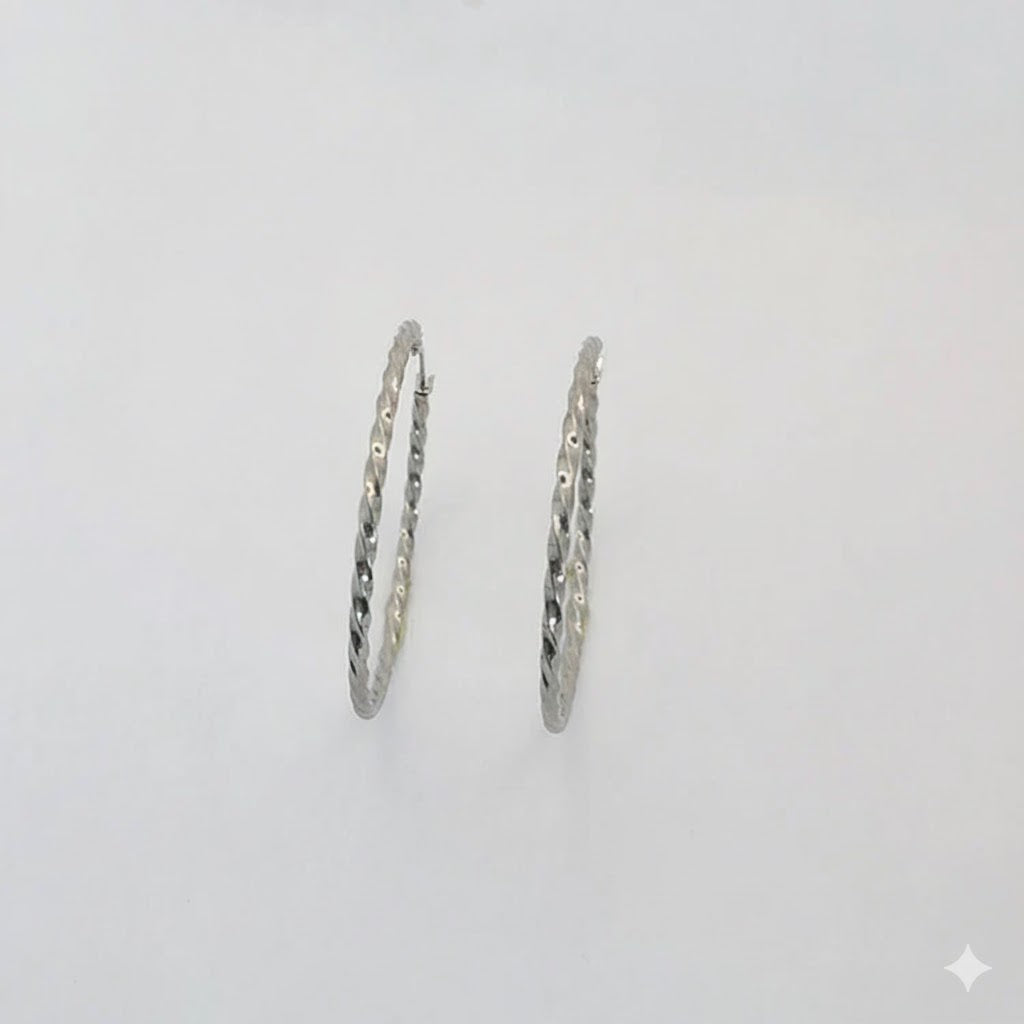 (4-2128) Stainless Steel -Thin Twisted Hoops.