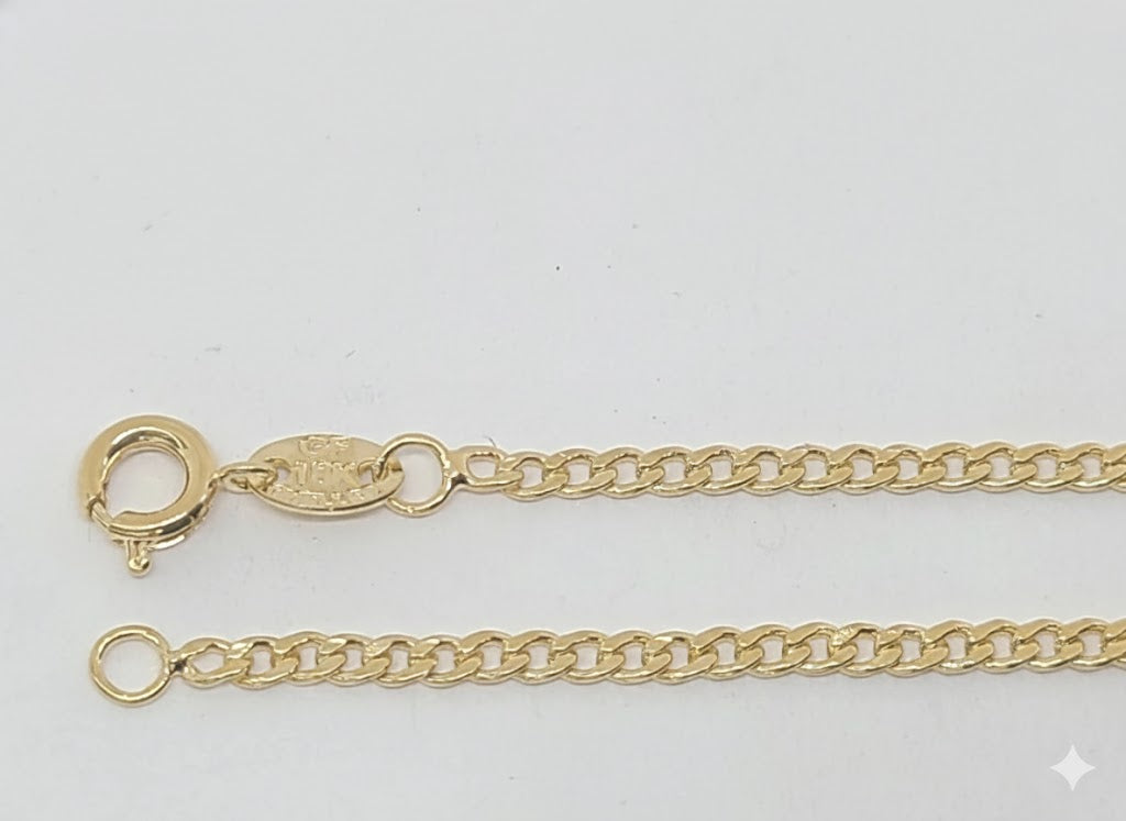 (1-0411) Pulsera de eslabones curvos de 2 mm laminados en oro - BGF