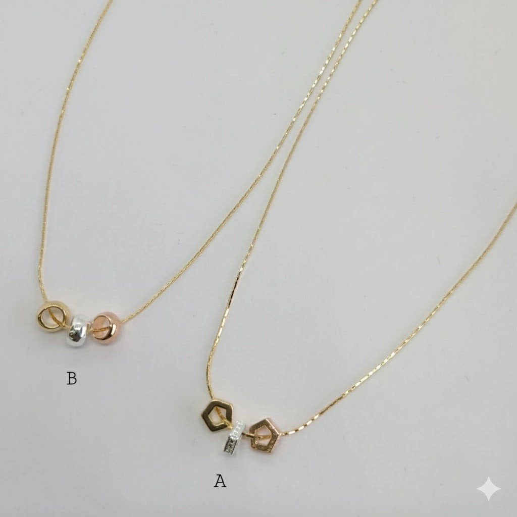 (1-6309) Laminado de oro - Collar de tres tonos - BGF