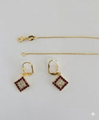 (1-6515) Laminado de oro - Conjunto cuadrado de circón - BGF