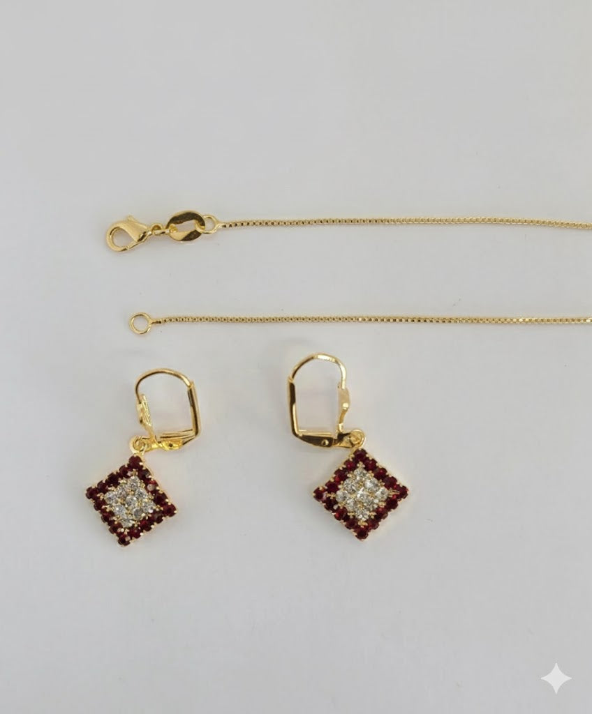 (1-6515) Laminado de oro - Conjunto cuadrado de circón - BGF