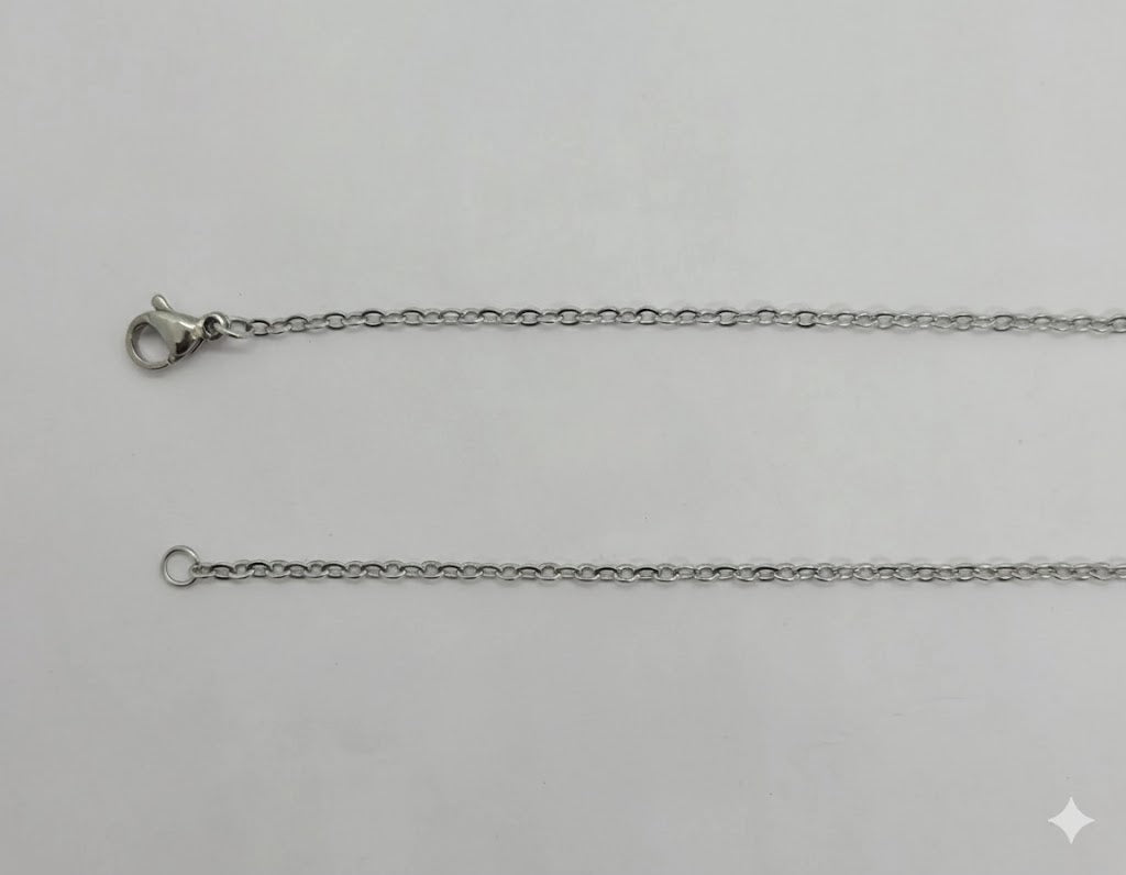 (4-3262) Cadena de eslabones rolo finos de acero inoxidable de 2 mm.