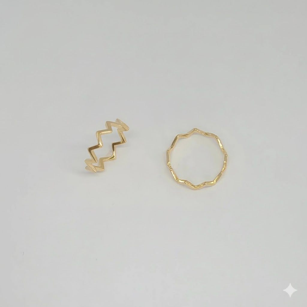 (1-3016-2) Anillo Zig Zag Laminado Dorado - BGF