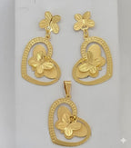 (1-6020) Laminado dorado - Conjunto de corazón de mariposa - BGF