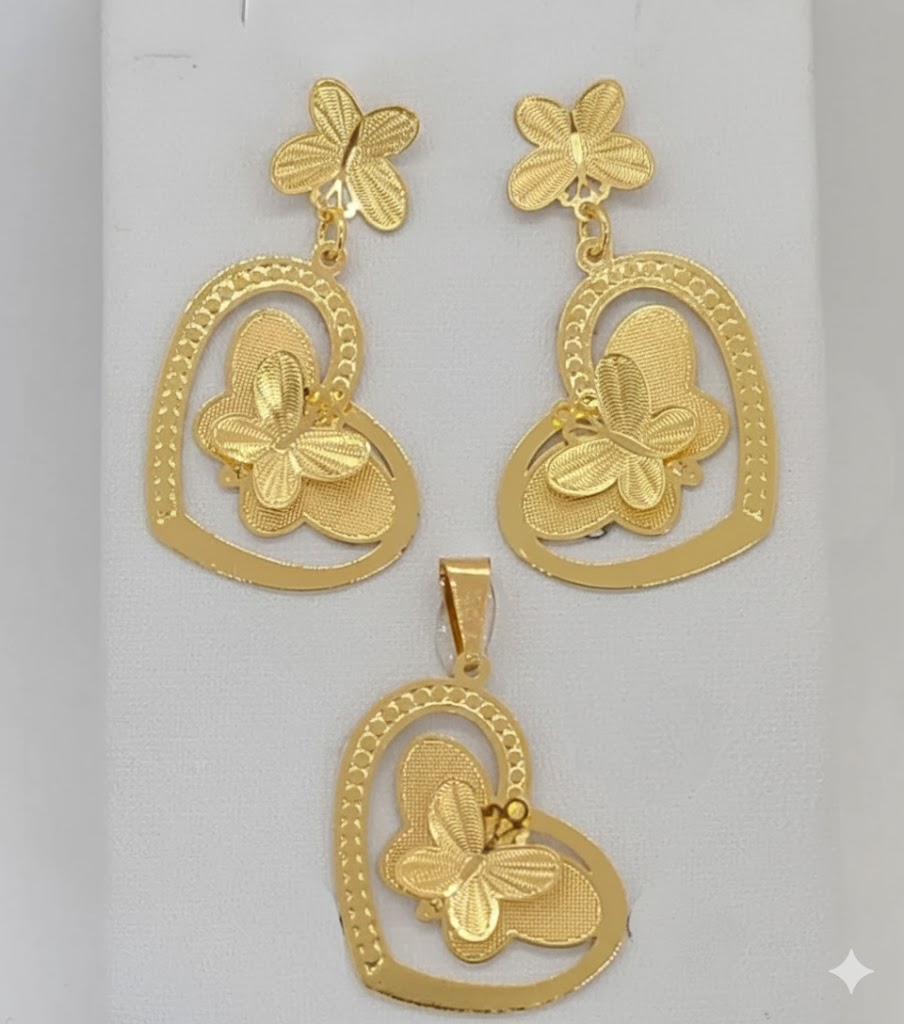 (1-6020) Laminado dorado - Conjunto de corazón de mariposa - BGF