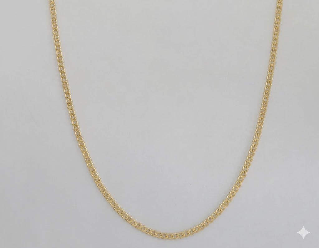 (1-1770) Cadena de eslabones curvos de 2,3 mm laminada en oro - BGF