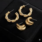24 Pairs Gold Hoop Earrings Set for Women Hypoallergenic Chunky Chain Twisted Open Hoops Dangle Earring Packs for Birthday Jewelry Gift