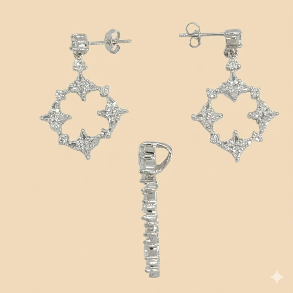 (2-6318) Conjunto Plata Ley 925 - Circonitas.