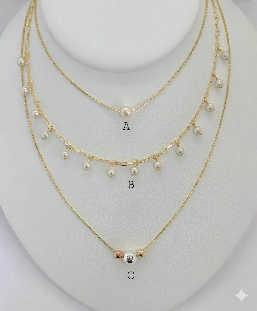 (1-6512-2) Laminado de Oro - Collar de Perlas - BGF