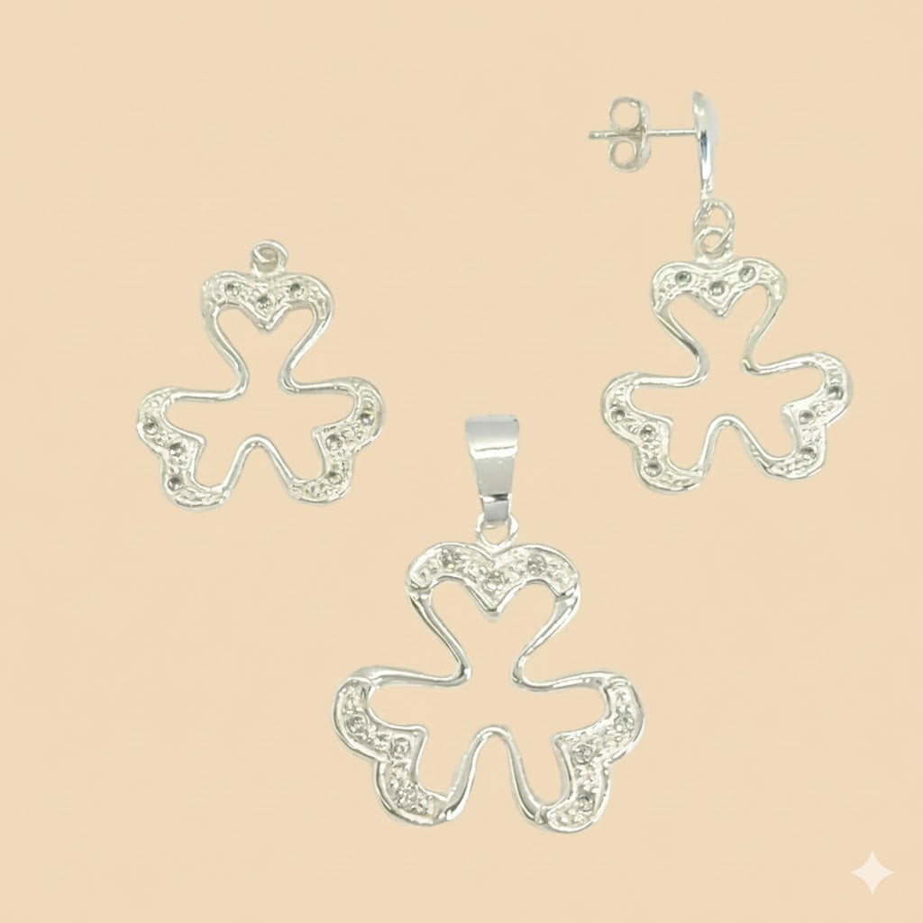 (2-6344) Conjunto Plata Ley 925 - Circonitas.