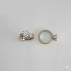 (4-0069-2) Stainless Steel - Three Tones Engagement Ring.