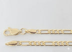 (1-0407) Laminado de oro - Pulsera Figaro plana de 3 mm - BGF