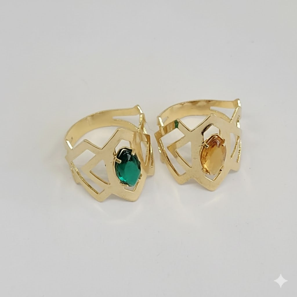 (1-3002-1) Anillo de circonitas laminadas en oro - BGO