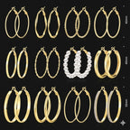 Gold Hoop Earrings Set for Women, 12 Pairs Hypoallergenic Large/Big Thin Thick Gold Hoops Earrings Loop Pack for Jewelry Gift 40mm/50mm